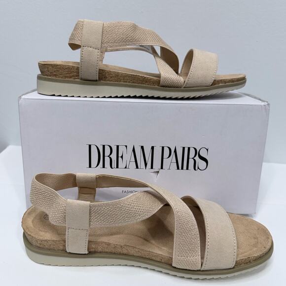 Dream Pairs Women's Nude Comfortable Low Wedge Sandals / Size-7.5 - Picture 1 of 8